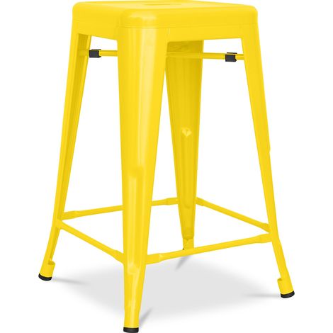 Barhocker - Industriedesign - Stahl matt - 60cm - Neuauflage - Stylix Gelb