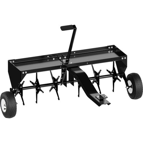 Wiltec Aerifizierer 90 cm für Aufsitzmäher, Rasenlüfter mit 7,6 cm Arbeitstiefe, Rasenbelüfter aus Stahl mit Kupplung für Rasentraktor (1/5)