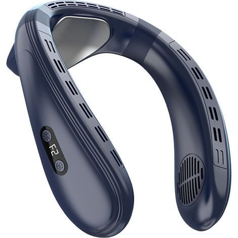 Tragbarer Nackenventilator mit wiederaufladbarem Halbleiter-Kühlsystem und 5200-mAh-Akku, blau