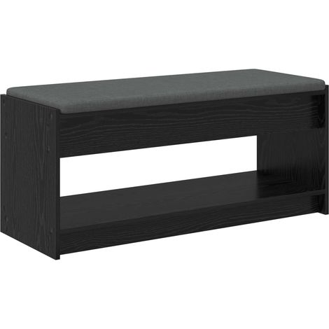 Maison Exclusive - Flurbank mit Kissen mit Regal Schwarze Eiche 1