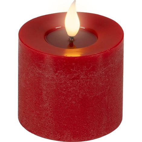 LED-Kerze rot Wachs Ø 7,5 cm H: 9,5 cm ww (1/4)