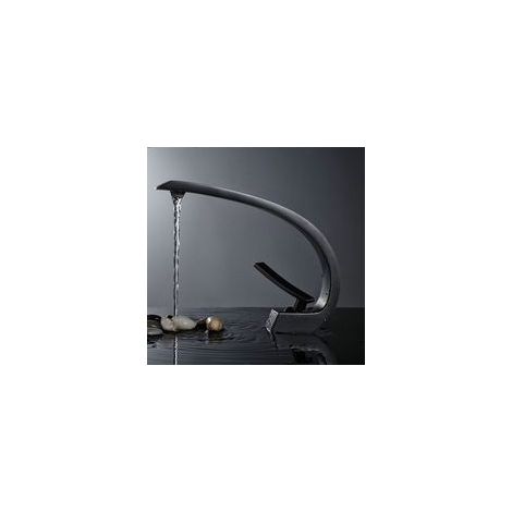 Noir Robinet de Lavabo Cascade Mitigeur en Laiton pour Salle de Bain Couleur (1/5)
