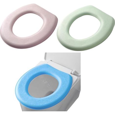 3 pezzi di protezioni igieniche e idrorepellenti per sedile WC in EVA riutilizzabili (rosa/menta/blu) (1/4)