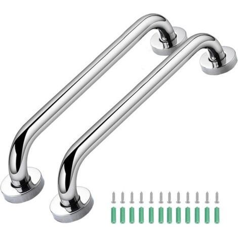 2 Pack Stainless Steel Bathroom Grab Bars, Toilet Grab Bars, Shower Bars, 17" Angled Bathroom Grab Bar, Stainless Steel Handrail, Toilet (1/5)