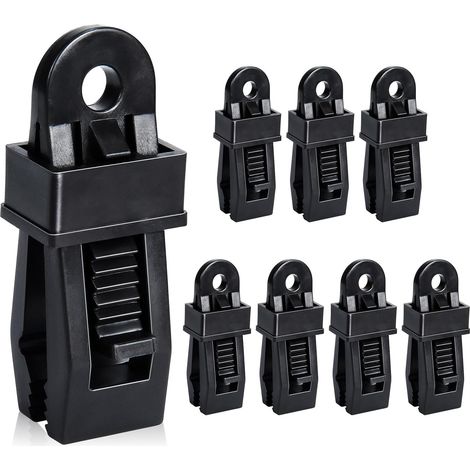 8-teiliges Set robuster Planenclips für Markisen, Campingausrüstung, Wohnwagen und Autoabdeckungen, schwarz (1/5)