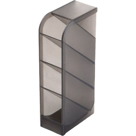 Range-bureau 4 compartiments - Noir - Support stylos en plastique transparent incliné, design minimaliste pour étudiant et bureau (1/5)