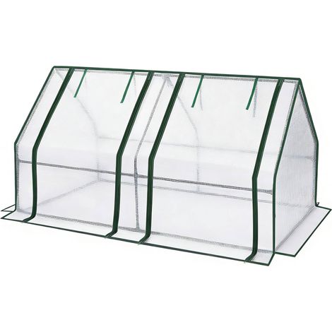 Invernadero mini para exterior 180 x 90 x 90 cm de acero y PE blanco (1/4)