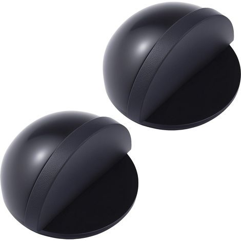 Rubber and stainless steel doorstops – adhesive floor stops – set of 2, black (1/5)