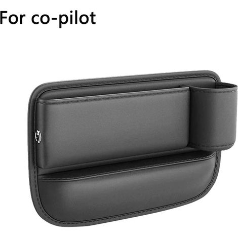 (1 pièce copilote) Sac de rangement multifonctionnel pour l'espace entre les sièges de voiture, avec porte-gobelet, en cuir PU, pour organiser les recoins de l'habitacle. (1/5)