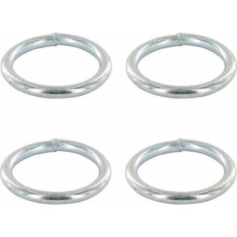 4x Anneau rond soudé en acier zingué A souder Chaîne Câble Argent Bricolage Bâche Piquet Jardin, 10x50mm