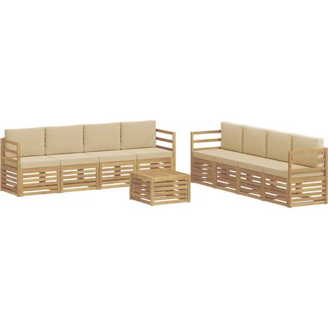 Set di divani da esterno 9 pz Bianco e Beige Poliestere vidaXL (1/5)