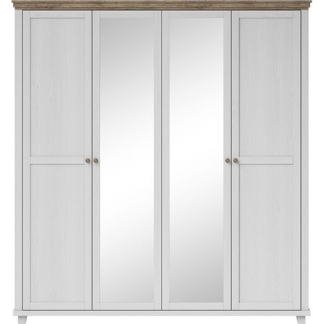 Armario 200x220 con 4 puertas. Colores blanco y roble. Colección ASSIA