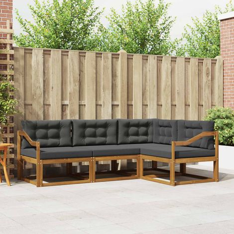 Outdoor-Sofagarnitur mit Kissen 4 pcs Natur und Anthrazit (1/5)