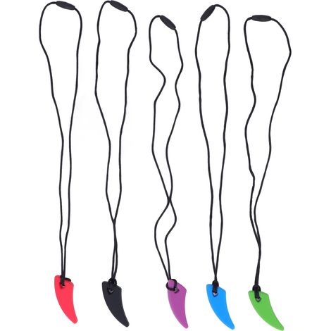 5 pièces Collier à Mâcher Sensoriel en Silicone pour Autisme TDAH, Aide Motrice Orale et Anti-Stress (1/5)