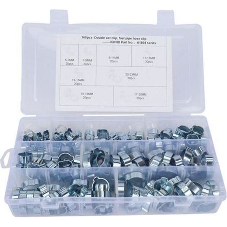 [JAMAIS UTILISÉ]160 pièces 5-23mm Double Oreille O Clips pinces de tuyau, Réglable Double Oreille Colliers De Tuyauterie, Pinces de Fixation de Tuyau