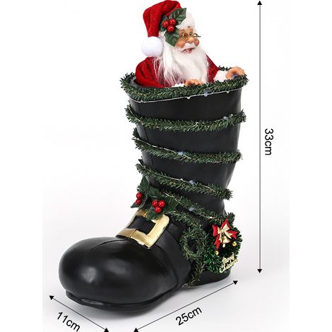 Weihnachtsdekoration, elektrische Weihnachtsmannpuppe, Klavier mit Soundeffekten, Partydekoration, Weihnachtsmannstiefel.