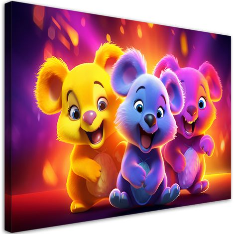 Canvas print, Baby bears neon - 60x40 (1/4)