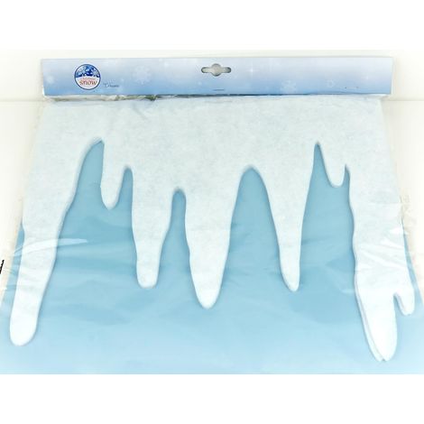Kaemingk – Décoration de fenêtre de Noël glaçons – Plastique blanc, 200 x 35 cm
