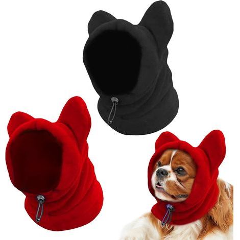 2 Pièces Casquette et Snood Chien, Cache Oreille, Chapeau d'Hiver Épais pour Petit Chien, Écharpe de Compagnie, Anti-Bruit, Chaleureux (S)