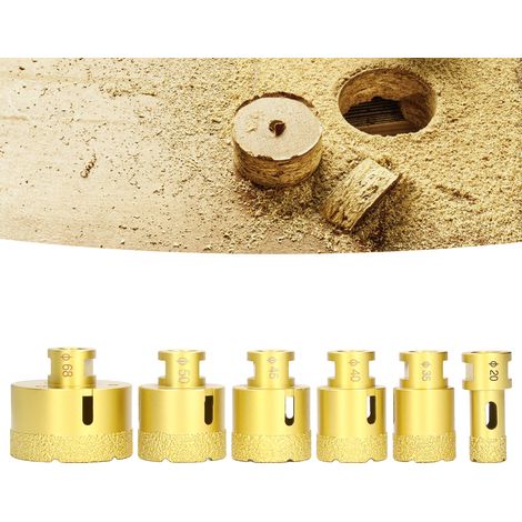 Scie cloche diamantée M14 pour meuleuse d'angle (lot de 6) pour le brasage du verre, de la céramique, du marbre et du granit. (1/5)