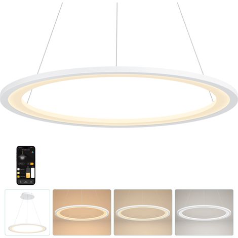 Mai & Mai Pendelleuchte Esstisch, 40cm LED Moderne Hängelampe, stufenlos dimmbar 3000K–6000K, höhenverstellbare Design 20W Esstischlampe mit Fernbedienung & Wandschalter, Luvina01, Sandweiß (1/5)