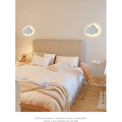 Applique murale en forme de nuage, style nordique, design minimaliste, lampe de chevet créative, applique murale moderne et minimaliste pour chambre d'enfant/chambre à coucher.