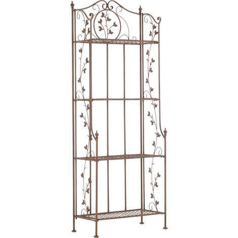 Estante de 4 niveles para guardar zapatos y plantas, altura 158 cm, en metal marrón envejecido 100003963 (1/5)