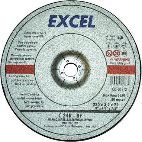 Dischi da taglio centro depresso per marmo Ø mm.230 - Ø mm.230x3,3 foro 22,2 da taglio per marmo - 10 pz