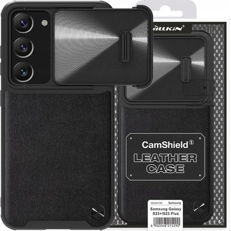 Custodia Nillkin CamShield in pelle S per Samsung Galaxy S23+ con protezione per la fotocamera, colore nero. (1/5)