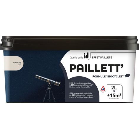 Peinture paillettée mate 2L – Pour murs et boiseries – Application facile sans primaire – Séchage rapide 4h – Id Paris