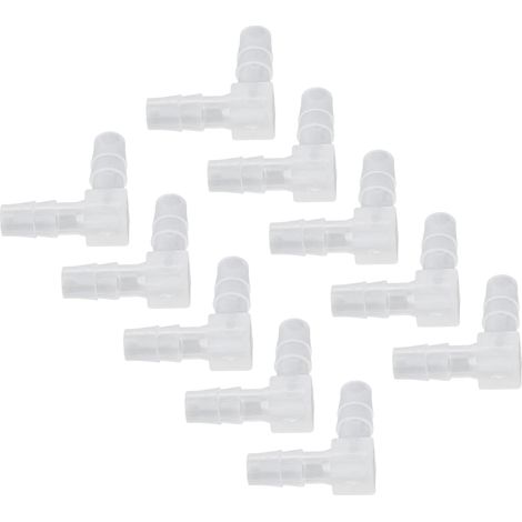 10 Pièces 6mm Plastique Coude Tuyau Barbe 90 Degrés Coude L Raccord, égal Barbelé Joint épisseur Mender Adaptateur Union Adaptateur(6mm) (1/5)