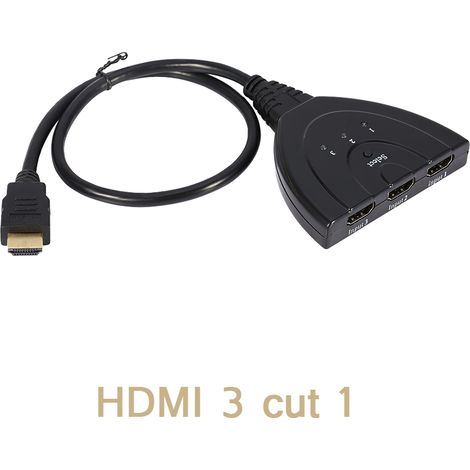 Boîtier Commutateur HDMI 3 Ports Noir pour Écrans Multiples avec Auto-Switch et Splitter 1080P (1/5)