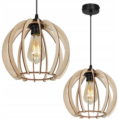 Moderne LED-Deckenpendelleuchte aus Holz (1/5)