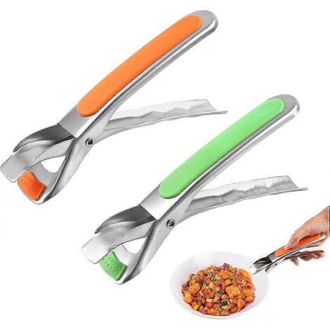 2 pinces anti-brûlure pour plaques chauffantes, 16,8 cm, pinces à vaisselle antidérapantes, pinces pour friteuse à air en acier inoxydable avec poignée ergonomique, pour transporter et manipuler les a (1/4)