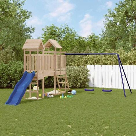 Aire de jeux extérieure : Aire de jeux d'extérieur bois de pin imprégné jeu extérieur enfant, aire de jeu jardin, balançoire enfant , pour jardin, usage domestique , enfant 3-8 ans (1/5)