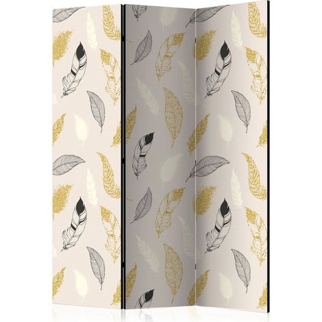 Paravento - Golden Feathers [Room Dividers] - 135x172 (1/4)