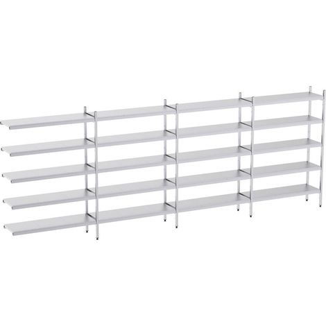 Rayonnage en Acier Inoxydable d'Angle - 6020 à 6520 mm - 5 Niv - P400 - Distform'