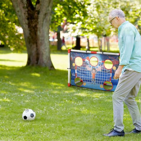 Handballtor für Kinder im Freien mit 5 Zielzonen, aufblasbarem Handball und Pumpe, 116 x 48 x 76 cm, weiß