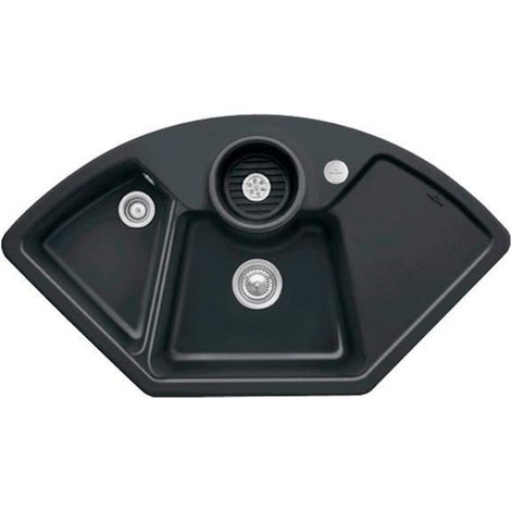 Évier d'angle VB Corner-SP Solo Corner 1075x600mm Exc-Garn. avec revêtement céramique TIG. Ébène cplus