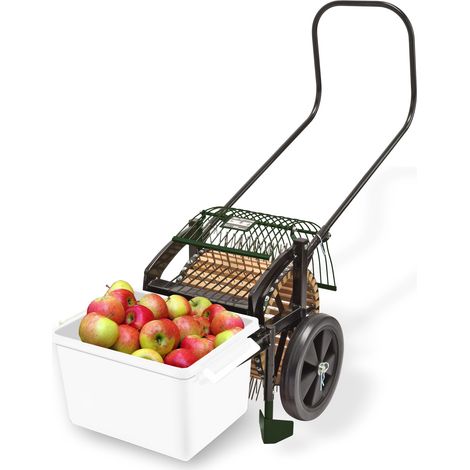 Dema – Ramasse fruits collecteur 25L – Bac 440x320x245mm – Rouleau 340mm avec picots inox – Pour terrains accidentés