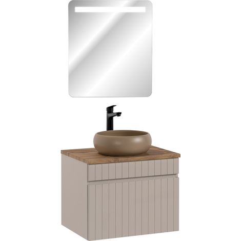 Meuble vasque à poser + miroir LED - 60 cm - Emblematic Cashmere - Livraison gratuite
