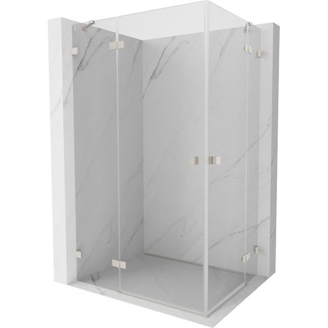 Mexen Lunar Duo Duschkabine Schwenkbar 100 x 75 cm, transparent, gebürsteter Nickel - 834-100L-075P-97-00