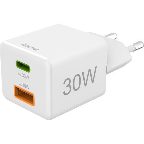 Hama 00201992 USB Ladegerät 30 W 1x USB-A, 1x USB-C® USB PD Weiß Innenbereich USB Power Delivery (US