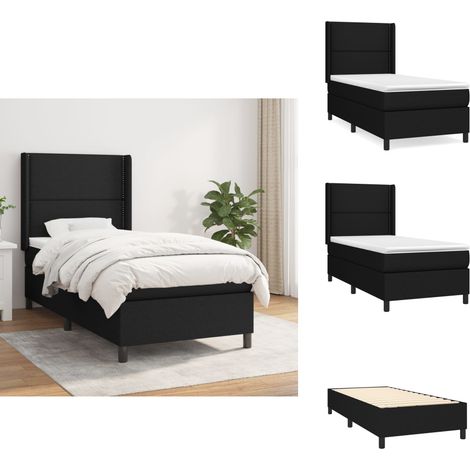 Boxspringbett mit Matratze Schwarz 100x200 cm Stoff - Boxspringbett - Doppelbett - Schlafraum - Bettenrahmen - Lattenrost (1/5)