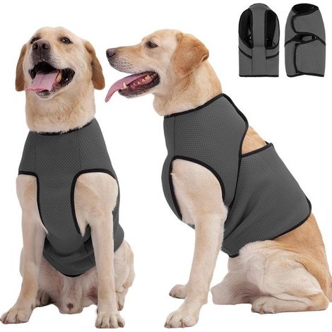 Cappotto per cani anti-ansia, materiale in rete traspirante, terapia a pressione delicata, chiusura regolabile in velcro, adatto a temporali e fuochi d'artificio, per viaggi e (1/5)