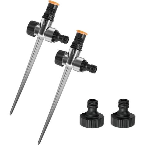 2 Pièces Arroseur Rotatif 360° Alliage Aluminium Plastique ABS Piquet Jardin Pelouse (1/5)
