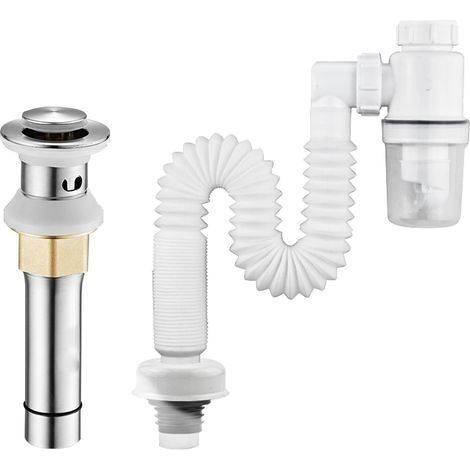 Siphon Bonde de Lavabo Ensemble, Triple Désodorisation Siphon Evier, Siphon Lavabo Extra Plat 1 1/4" - Ø 32, pour Cuisine, Bonde Lavabo Salle de Bain (1/5)