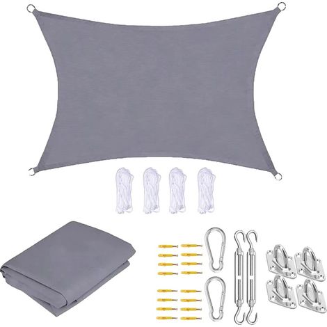 Vela ombreggiante, impermeabile, protezione UV, grigio-c, 4x4 m (1/2)