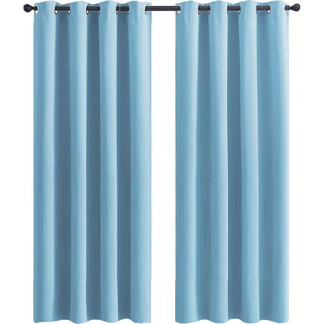 Rideaux occultants pour chambre, rideaux occultants thermiques à œillets et rideaux pour sous-sol (Bleu) — 160 x 132 cm. (1/5)