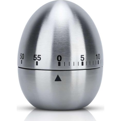 Stainless Steel Egg Timer - Elegant Egg-Shaped Design - Kitchen Timer for Cooking up to 55 Minutes
